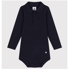 Body de mangas compridas, gola polo, Petit Bateau