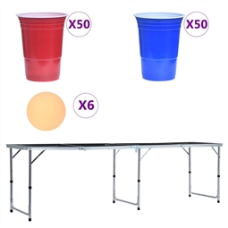 Mesa de beer pong dobrável com copos e b