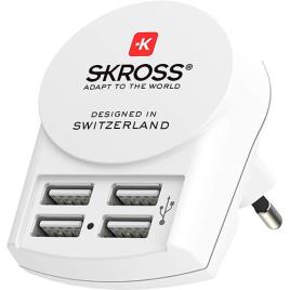 Adapatador Tomada Skross Europe 4 USB - Branco