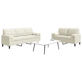 vidaXL 2 pcs conjunto de sofás com almofadões e rolos veludo creme