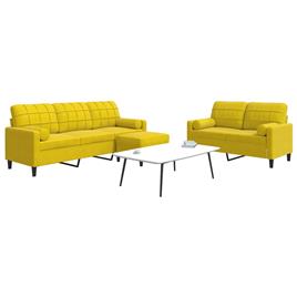 vidaXL 3 pcs conjunto de sofás com almofadões e rolos veludo amarelo
