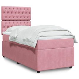 vidaXL Cama com molas/colchão 100x200 cm veludo rosa