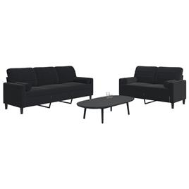 vidaXL 2 pcs conjunto de sofás com almofadões e rolos veludo preto