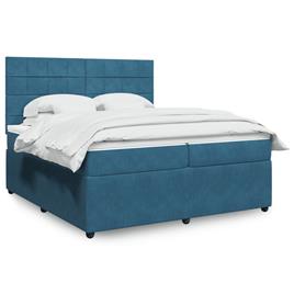 vidaXL Cama com molas/colchão 200x200 cm veludo azul-escuro