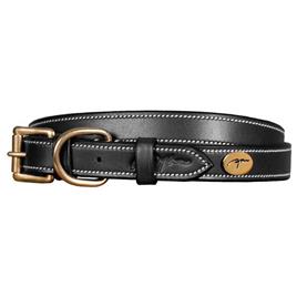 Dyon Flat Leather Collar Preto 45 cm