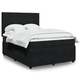 vidaXL Cama com molas/colchão 140x190 cm veludo preto