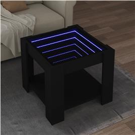 vidaXL Mesa de centro c/ LEDs 53x53x45 cm derivados de madeira preto