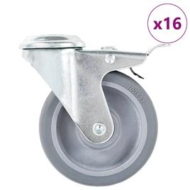 vidaXL 16 pcs rodas giratórias com orifício para parafuso 100 mm