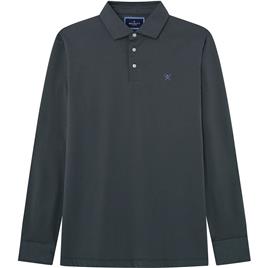 Hackett Pima Cotton Long Sleeve Polo Cinzento M Homem
