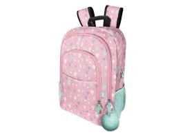 Mochila Mitos Corações Grande 3 Fechos 29x43x13cm