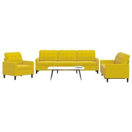 vidaXL 3 pcs conjunto de sofás com almofadões veludo amarelo