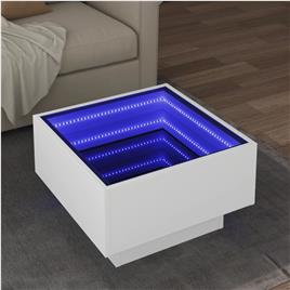 vidaXL Mesa de centro c/ LEDs 50x50x30 cm derivados de madeira branco