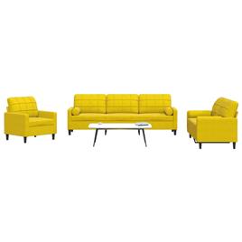 vidaXL 3 pcs conjunto de sofás com almofadões e rolos veludo amarelo