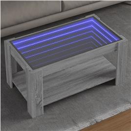 vidaXL Mesa de centro c/ LEDs 93x53x45 cm madeira processada