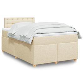 vidaXL Cama com molas/colchão 120x200 cm tecido cor creme