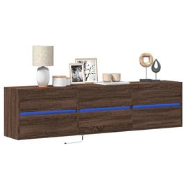 vidaXL Móvel parede p/ TV c/ luzes LED 180x31x45 cm carvalho castanho