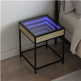vidaXL Mesa de cabeceira c/ LED Infinity 40x40x51 cm carvalho sonoma