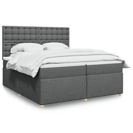 vidaXL Cama com molas/colchão 200x200 cm tecido cinzento-escuro