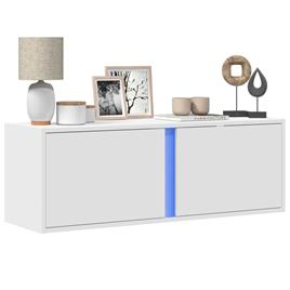 vidaXL Móvel de parede para TV com luzes LED 100x31x35 cm branco