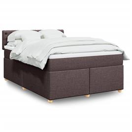 vidaXL Cama com molas/colchão 160x200 cm tecido castanho-escuro