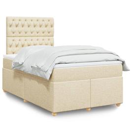 vidaXL Cama boxspring com colchão 120x190 cm tecido cor creme