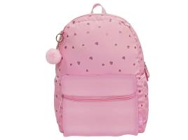 Mochila Mitos Glitter Rosa Grande 2 Fechos 31x41x15cm