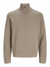 Camisola larga com gola subida e meio-fecho, Jack & Jones