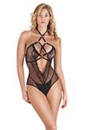 Body de Renda Floral Preto TU