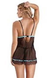 Babydoll de Renda Azul/Preto TU