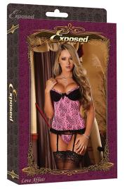 Conjunto espartilho e fio dental rosa 1-3GG