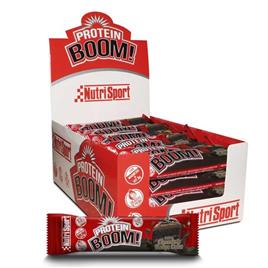 Nutrisport Protein Boom 49g Protein Bars Box Chocolate Fudge Cake 24 Units Vermelho