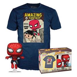 Funko Pop Figure Set Marvel Spiderman Comic Tee  M