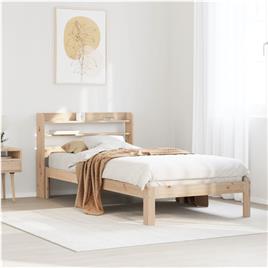 vidaXL Estrutura de cama com cabeceira 75x190 cm pinho maciço