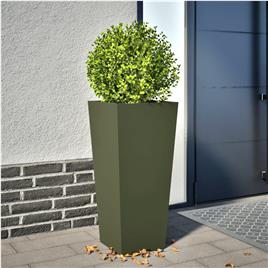 vidaXL Vaso/floreira de jardim 35x35x75 cm aço verde azeitona