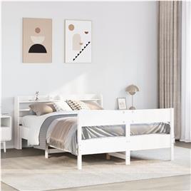vidaXL Cama sem colchão 135x190 cm madeira de pinho maciça branco