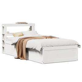 vidaXL Estrutura de cama com cabeceira 90x190 cm pinho maciço branco