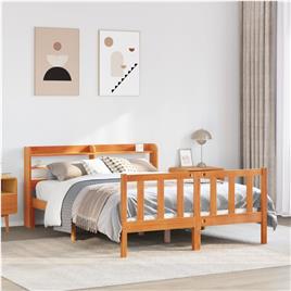 vidaXL Estrutura cama c/ cabeceira 120x200cm pinho maciço castanho-mel