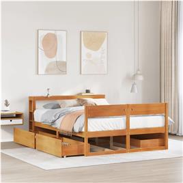 vidaXL Cama sem colchão 150x200 cm madeira pinho maciça castanho-mel