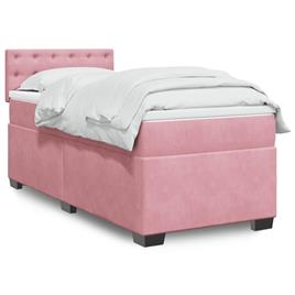 vidaXL Cama com molas/colchão 90x200 cm veludo rosa