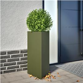 vidaXL Vaso/floreira triangular 2 pcs 40x34,5x70 cm aço verde-azeitona