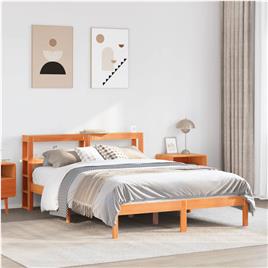 vidaXL Estrutura cama c/ cabeceira 140x190cm pinho maciço castanho-mel