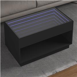 vidaXL Mesa de centro luzes LED Infinity 90x50x50 cm preto