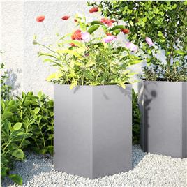 vidaXL Vaso/floreira jardim 2 pcs hexagonal 46x40x45 cm aço galvaniz.