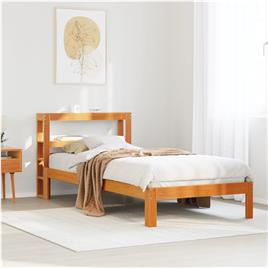 vidaXL Cama sem colchão 90x200 cm pinho maciço castanho-mel
