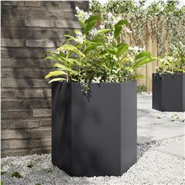 vidaXL Vaso/floreira de jardim 2 pcs hexagonal 46x40x45 cm aço preto