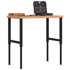 vidaXL Bancada retangular 100x60x(73-99,5) cm madeira de faia maciça