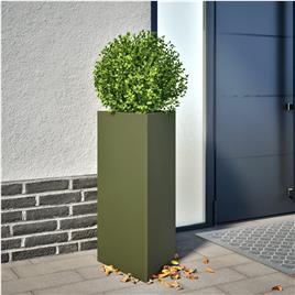 vidaXL Vaso/floreira jardim triangular 40x34,5x70cm aço verde-azeitona