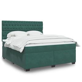 vidaXL Cama com molas/colchão 180x200 cm veludo verde-escuro