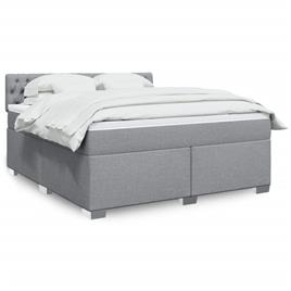 vidaXL Cama com molas/colchão 180x200 cm tecido cinzento-claro