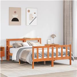 vidaXL Estrutura cama c/ cabeceira 140x200cm pinho maciço castanho-mel